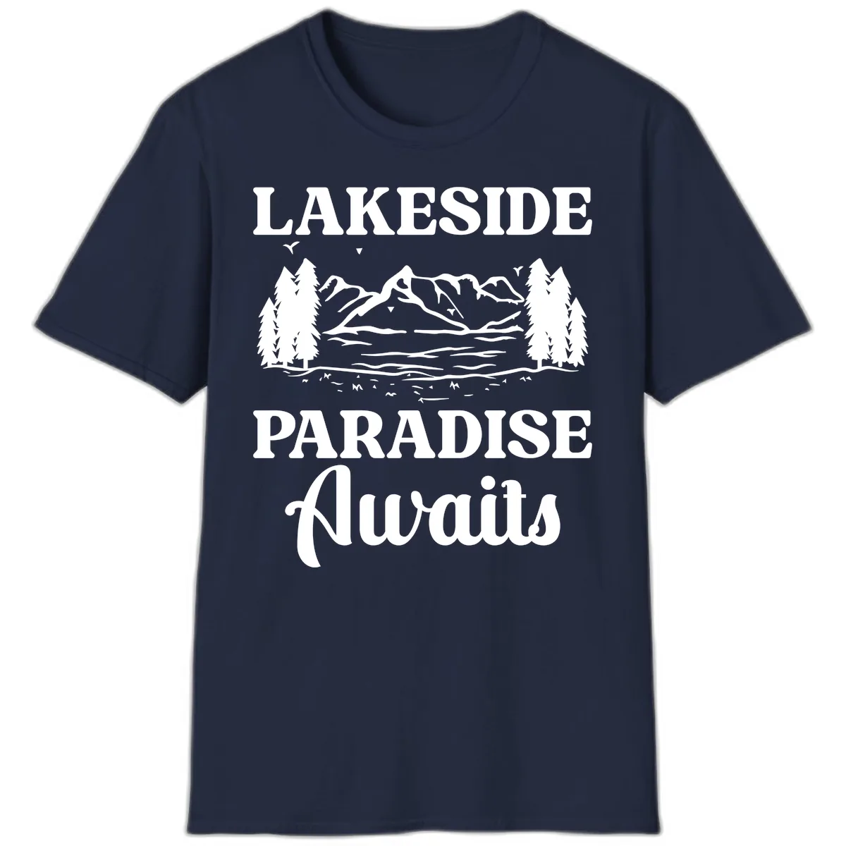 Lakeside Paradise Awaits Design T-Shirt in Navy