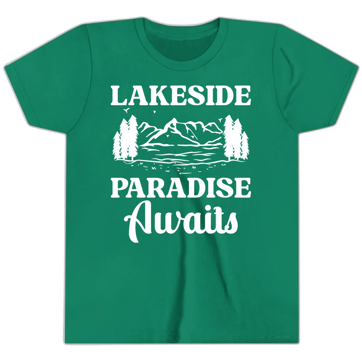Lakeside Paradise Awaits Design Youth T-Shirt in Kelly