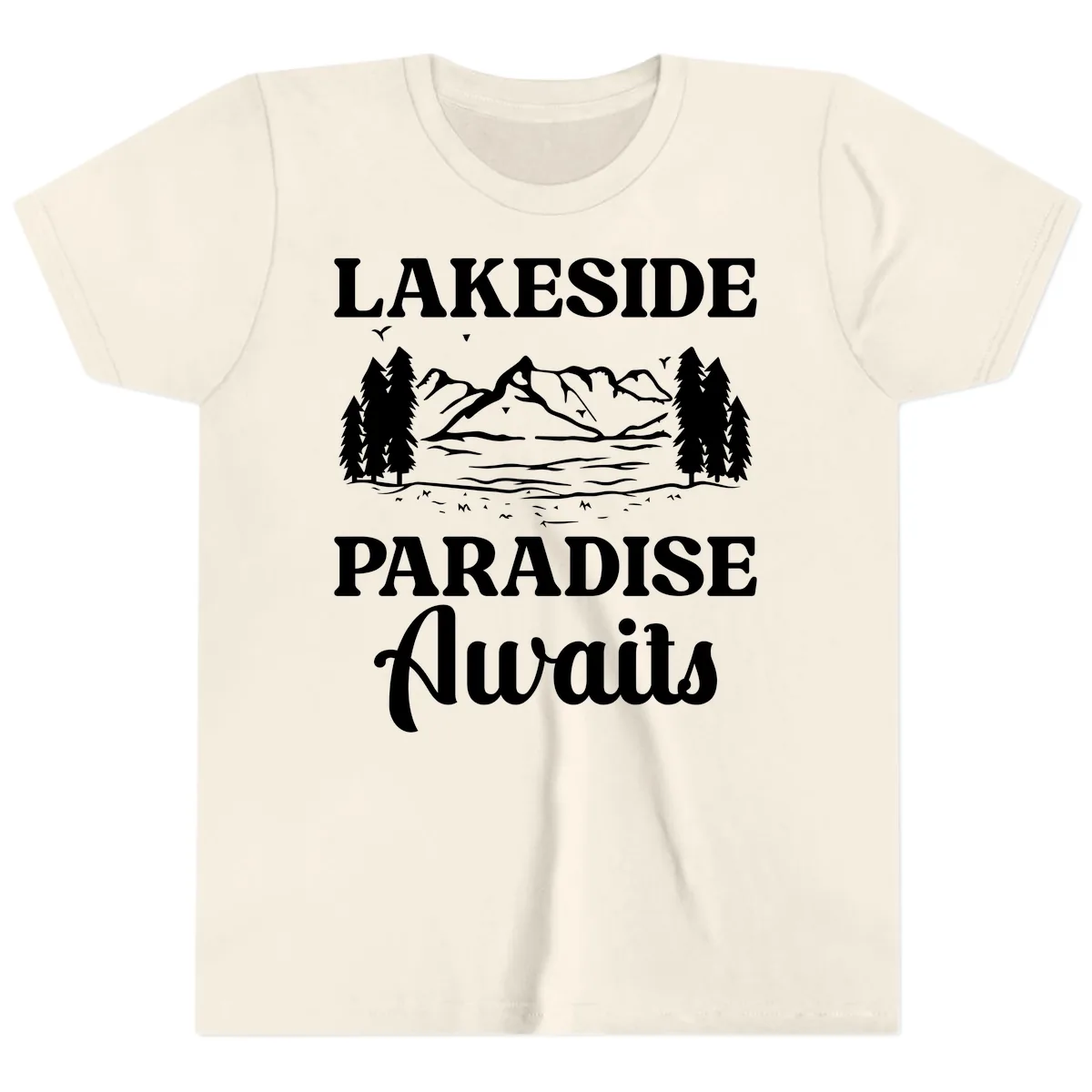 Lakeside Paradise Awaits Design Youth T-Shirt in Natural