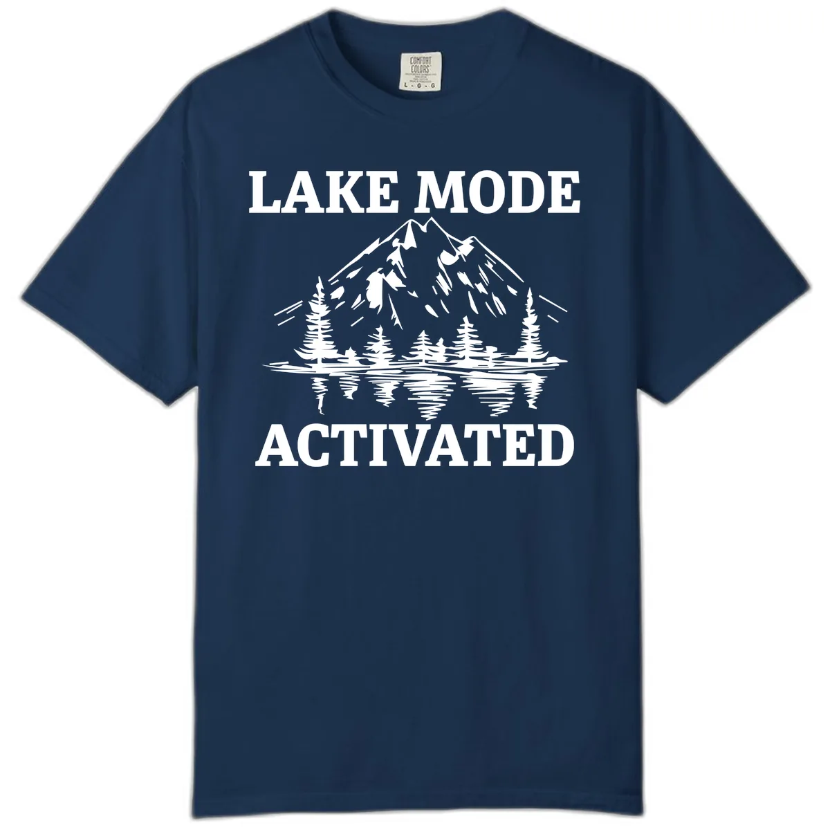 Lake Mode Activated Mountain Landscape Comfort Color in Navy