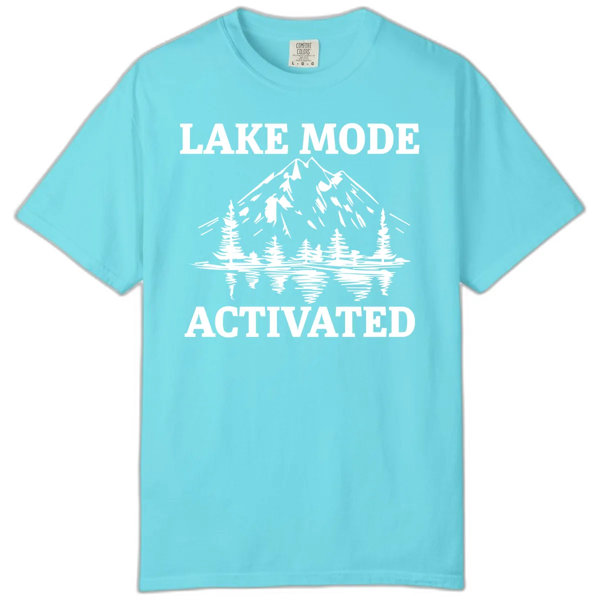 Lake Mode Activated Mountain Landscape Comfort Color in Lagoon Blue