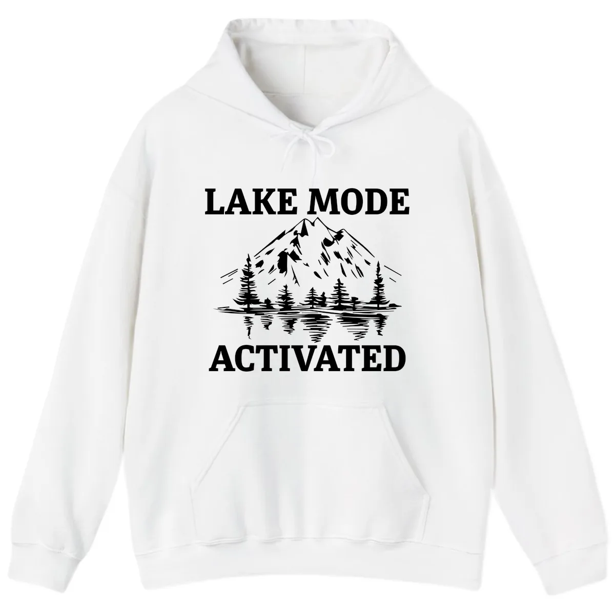 Lake Mode Activated Mountain Landscape Hoodie in White