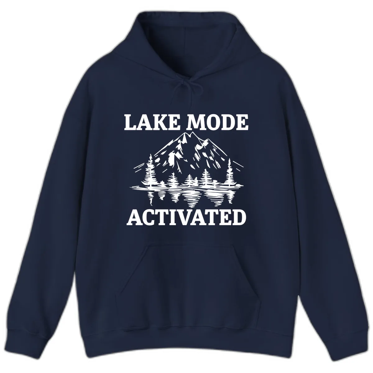 Lake Mode Activated Mountain Landscape Hoodie in Navy