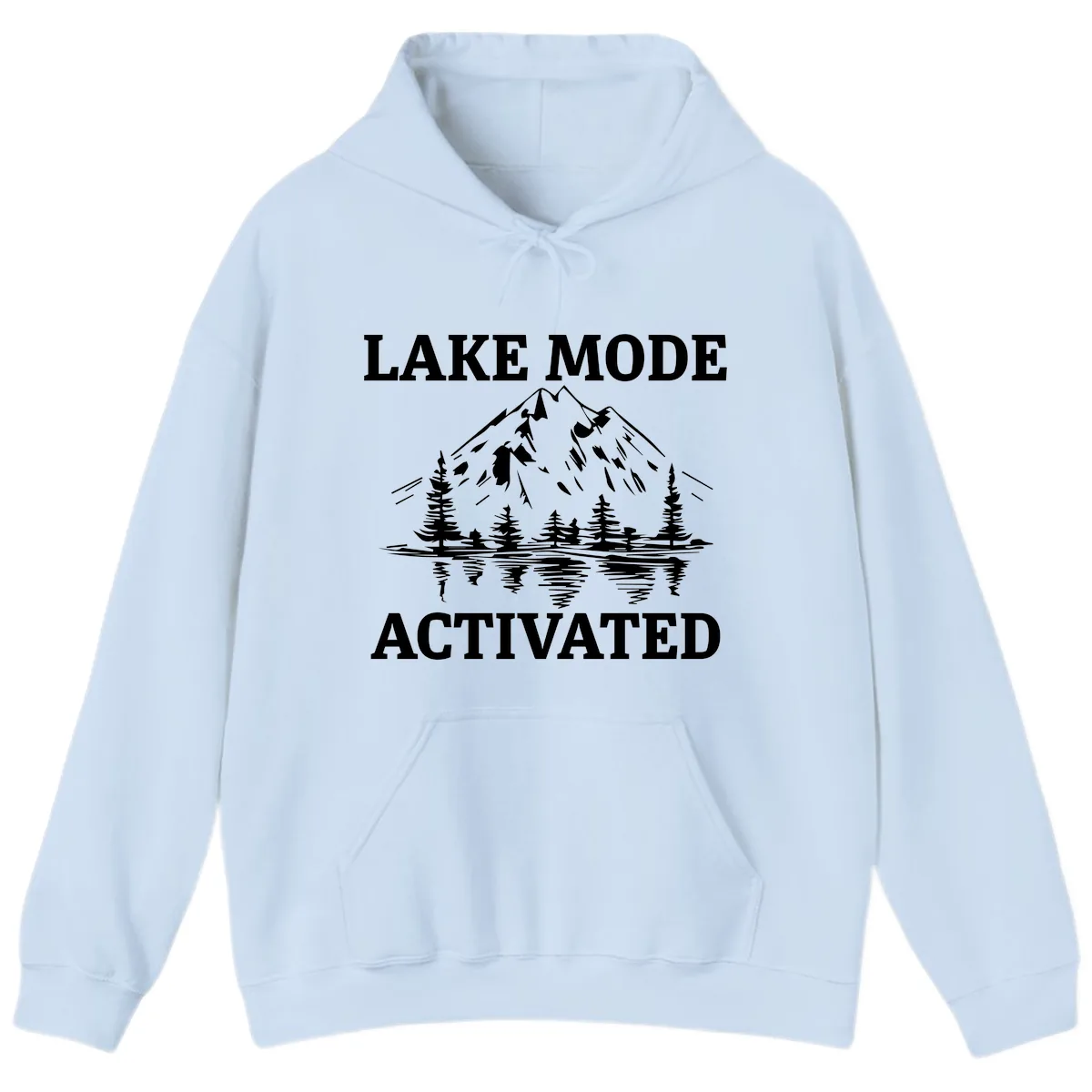 Lake Mode Activated Mountain Landscape Hoodie in Light Blue