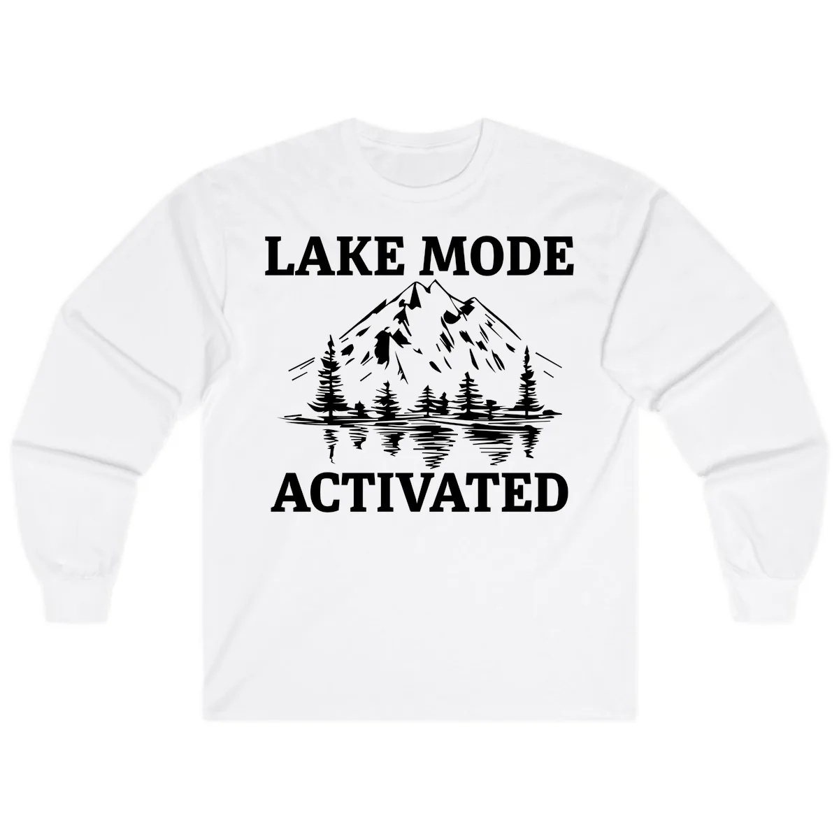 Lake Mode Activated Mountain Landscape Long Sleeve in White