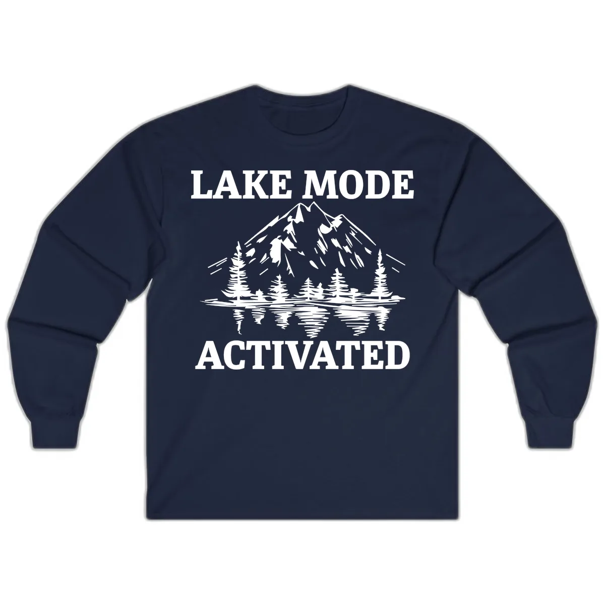 Lake Mode Activated Mountain Landscape Long Sleeve in Navy