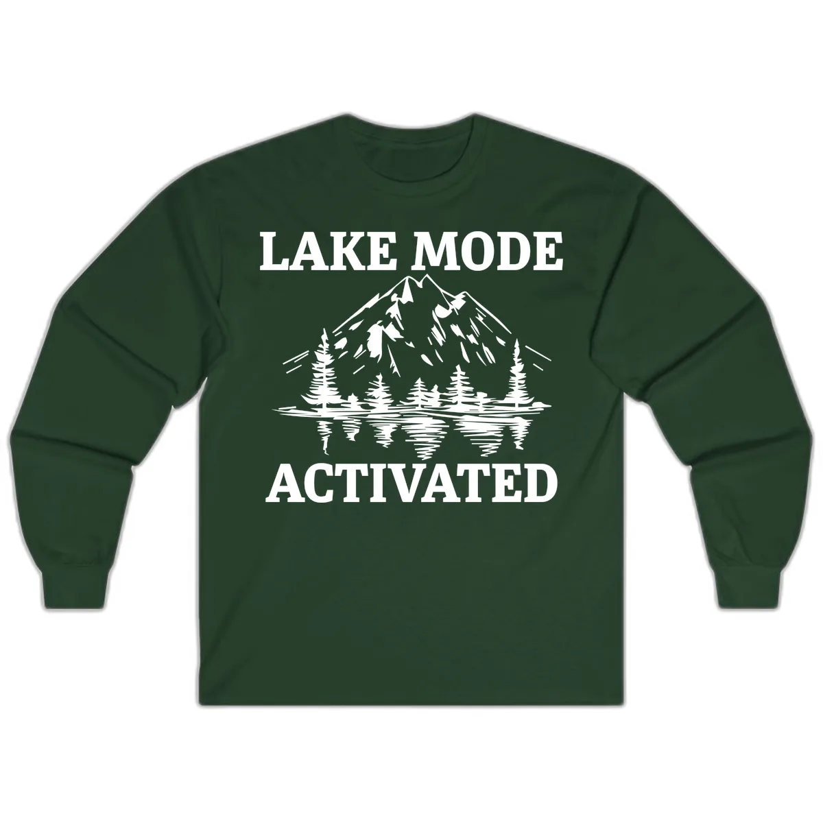 Lake Mode Activated Mountain Landscape Long Sleeve in Forest Green