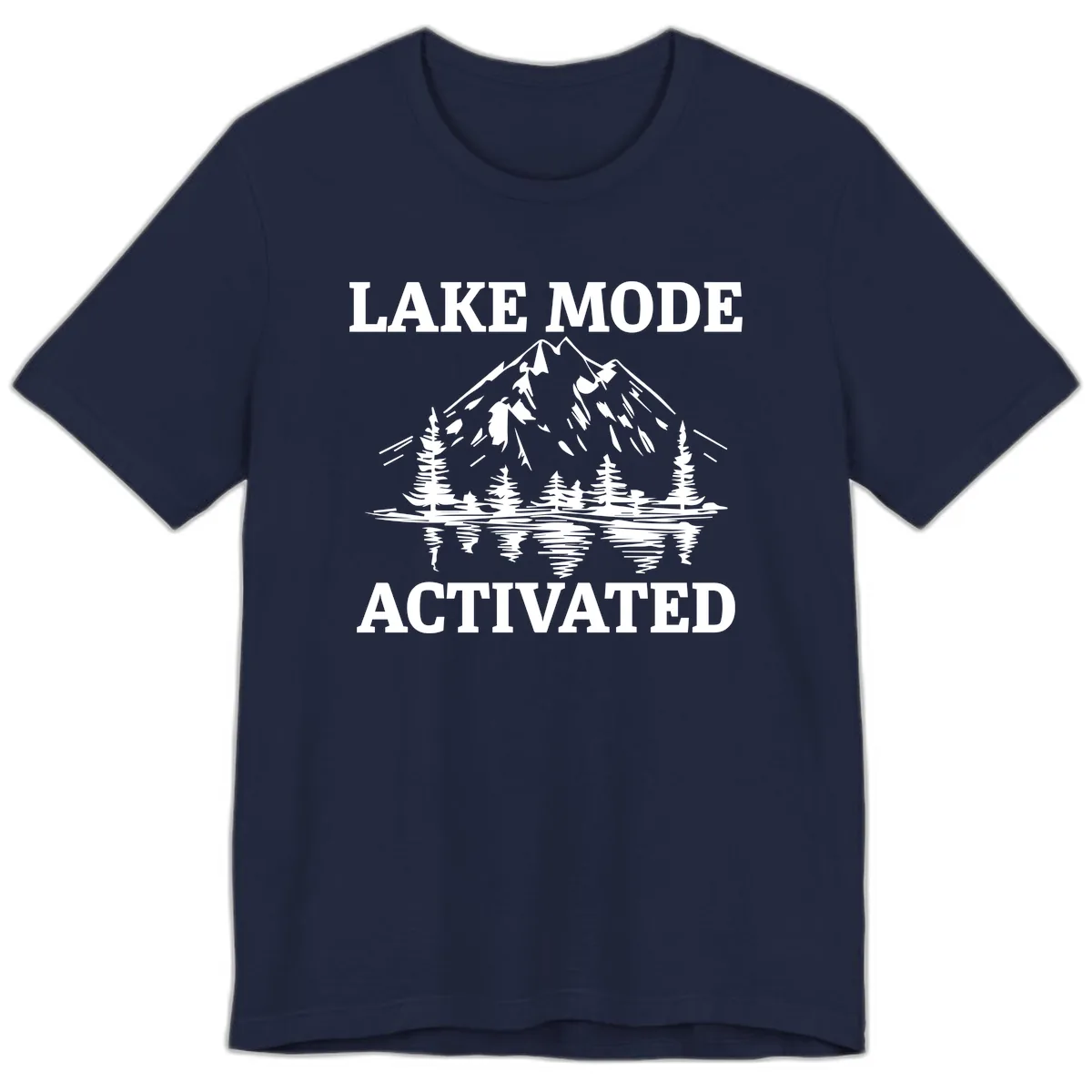 Lake Mode Activated Mountain Landscape Premium T-Shirt in Navy