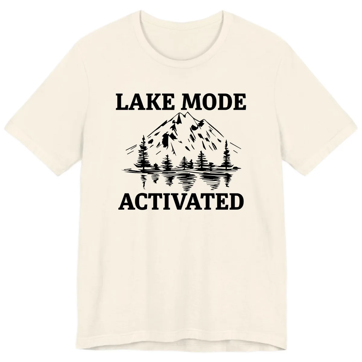 Lake Mode Activated Mountain Landscape Premium T-Shirt in Natural