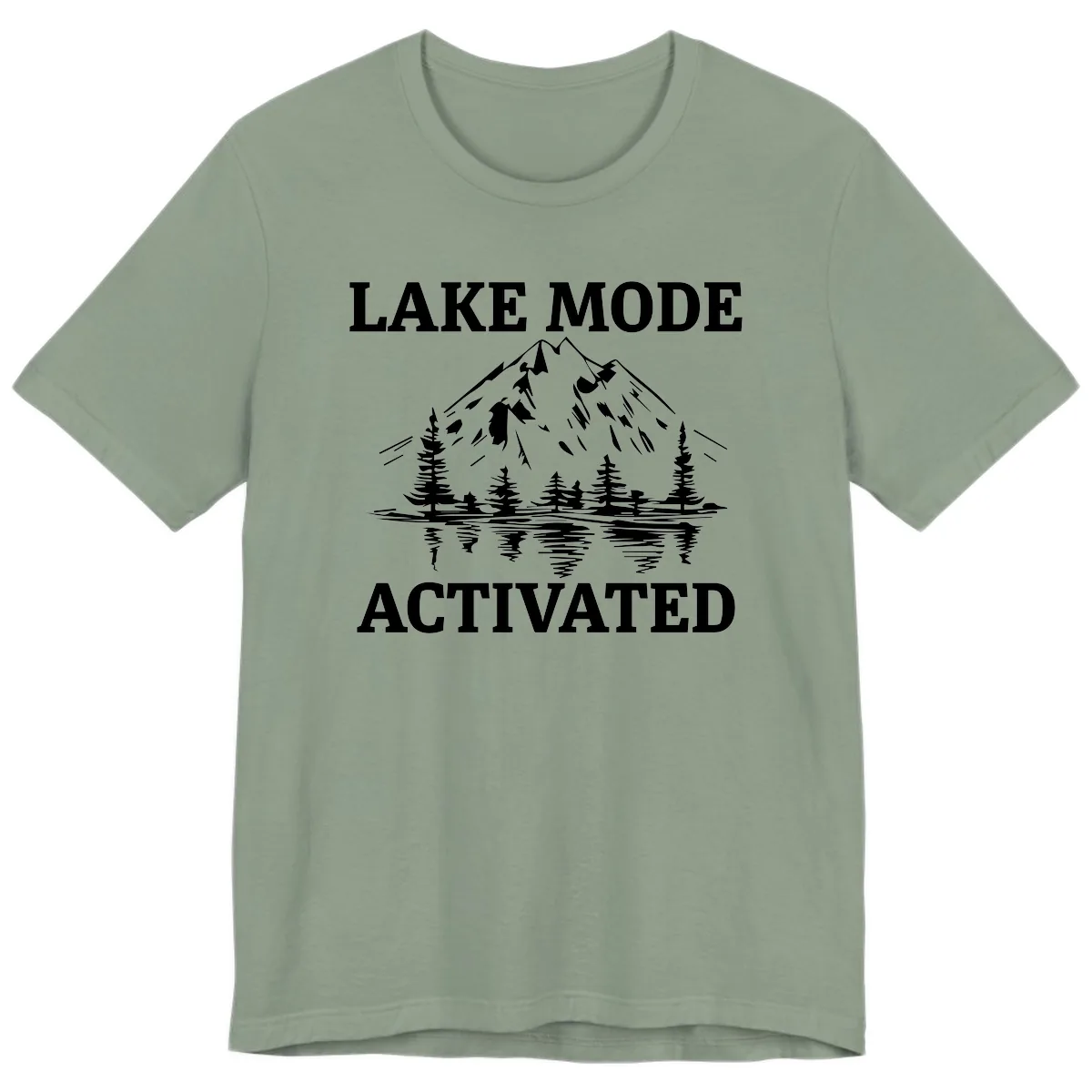 Lake Mode Activated Mountain Landscape Premium T-Shirt in Sage