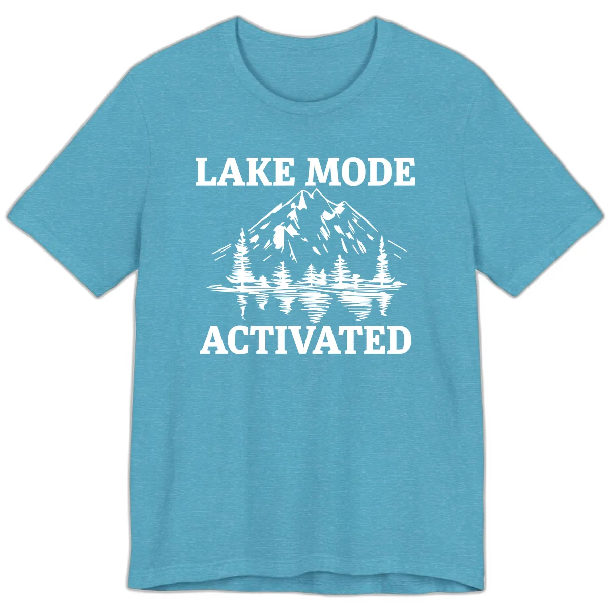 Lake Mode Activated Mountain Landscape Premium T-Shirt in Heather Aqua