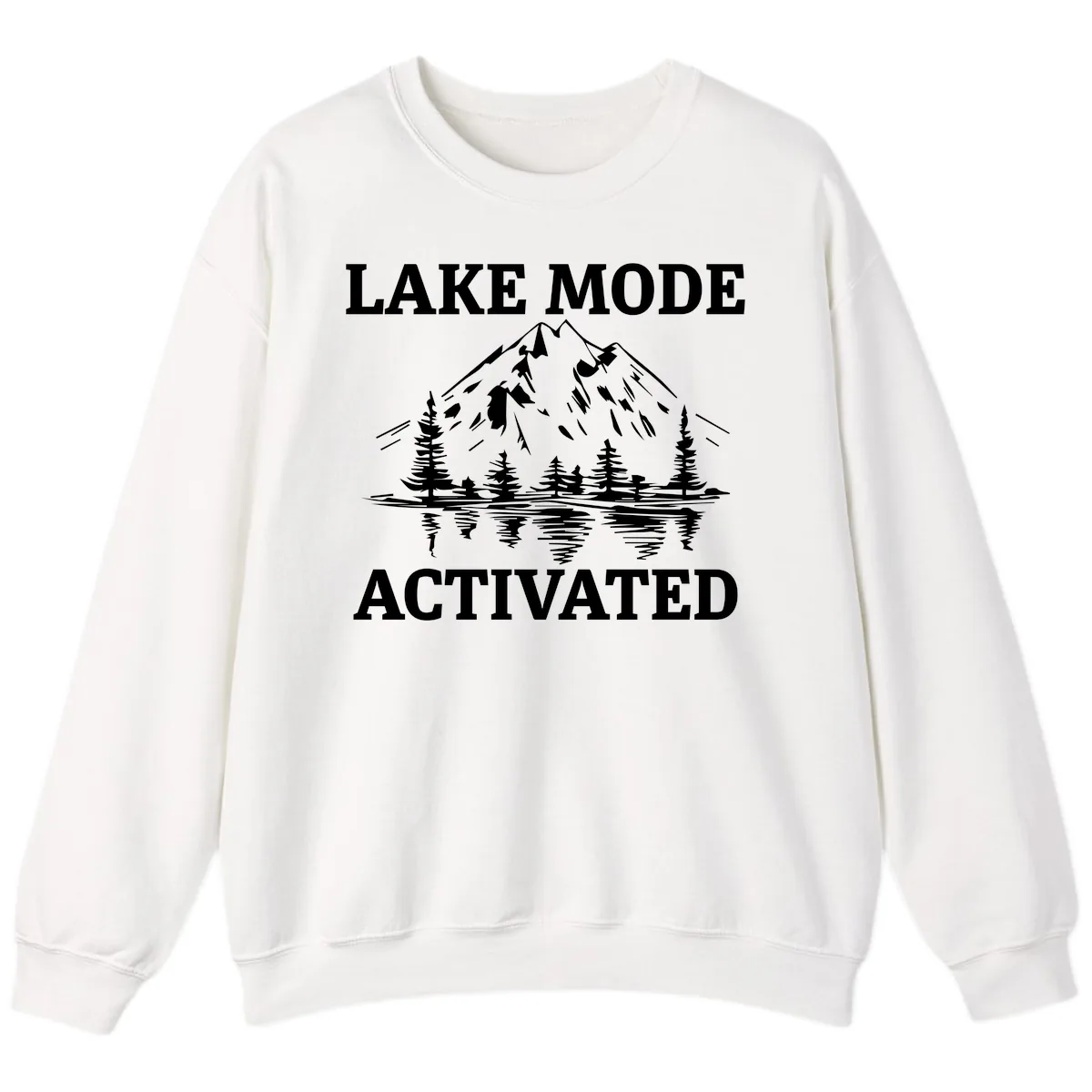 Lake Mode Activated Mountain Landscape Sweatshirt in White