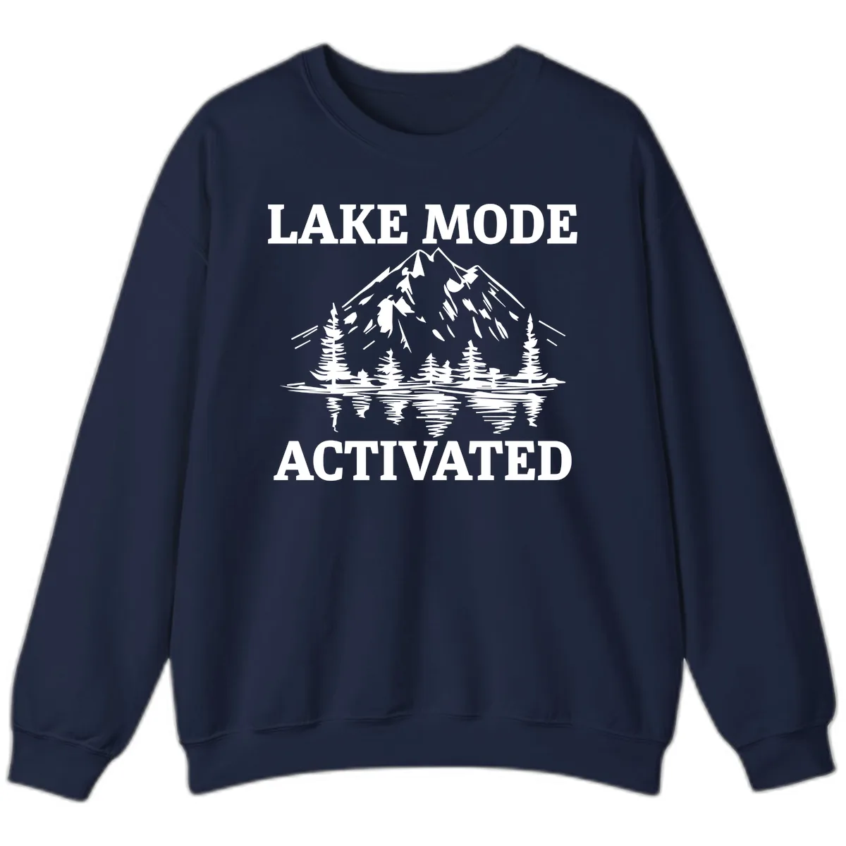 Lake Mode Activated Mountain Landscape Sweatshirt in Navy