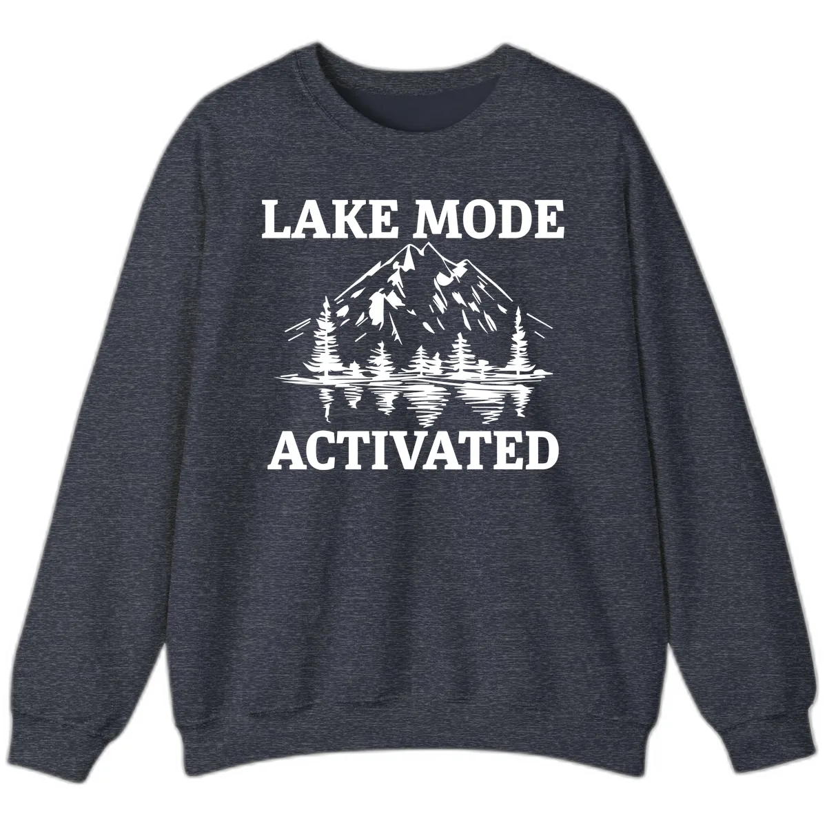Lake Mode Activated Mountain Landscape Sweatshirt in Heather Sport Dark Navy
