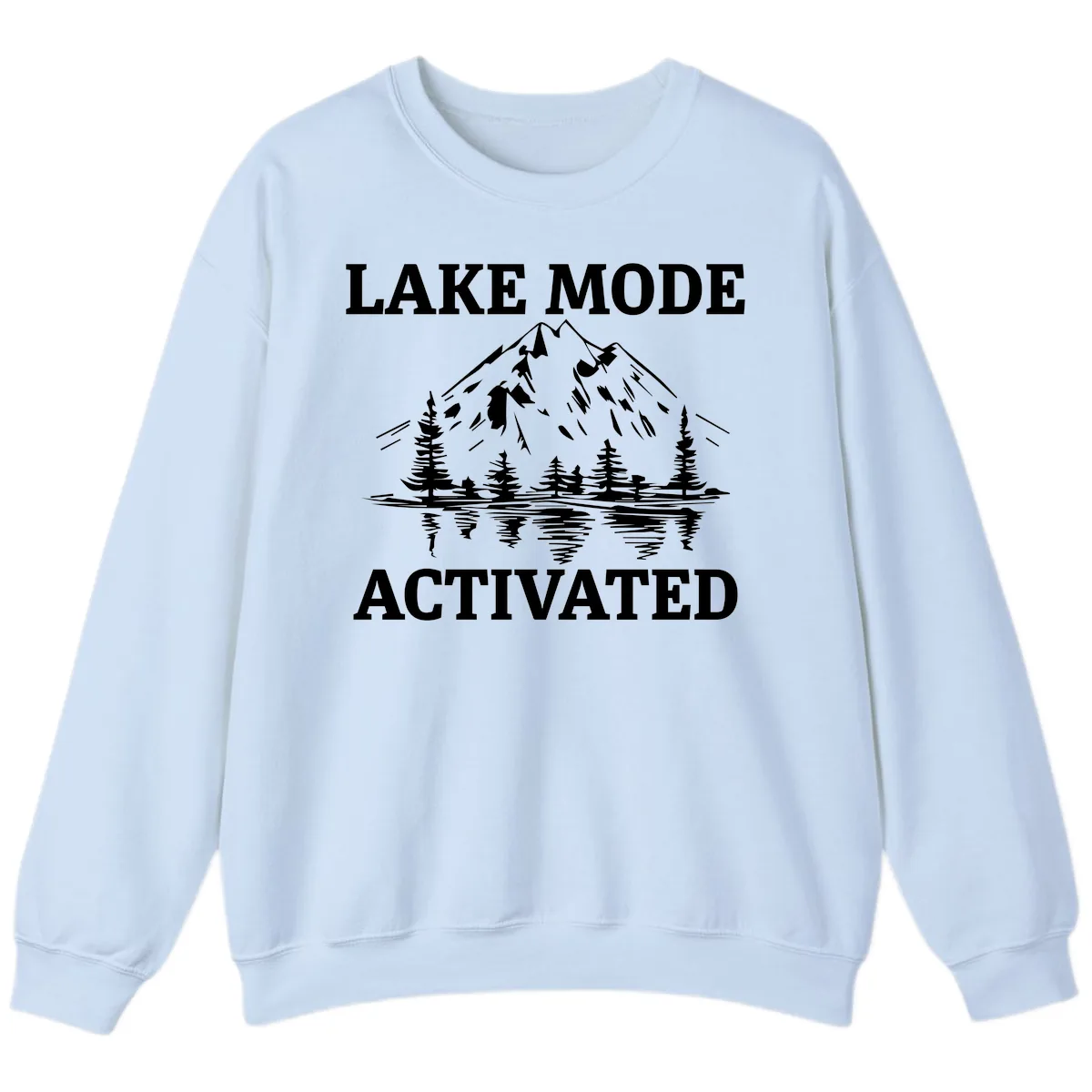 Lake Mode Activated Mountain Landscape Sweatshirt in Light Blue