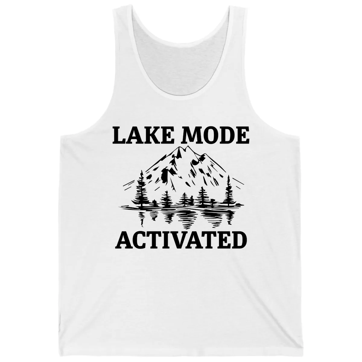 Lake Mode Activated Mountain Landscape Tank in White