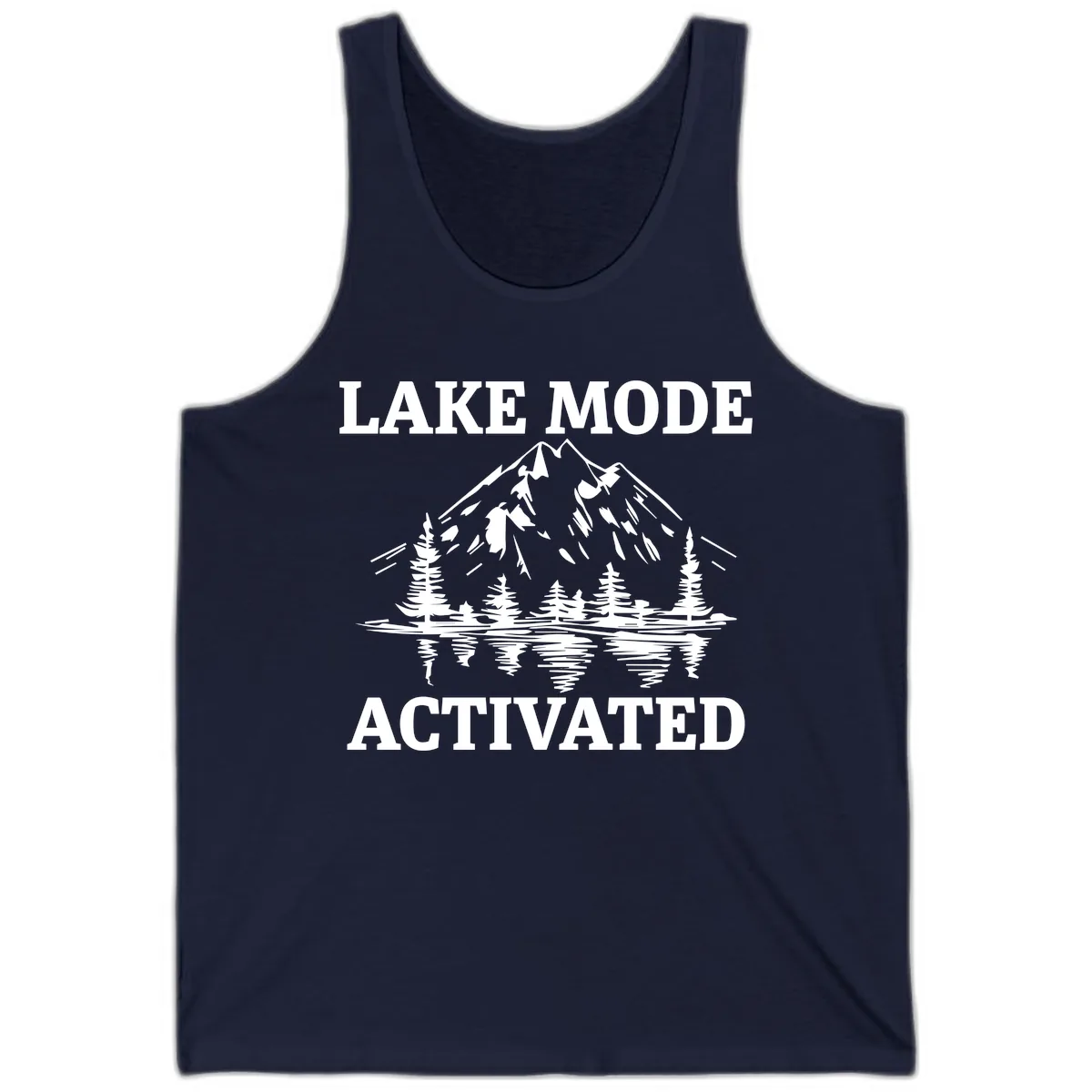 Lake Mode Activated Mountain Landscape Tank in Navy
