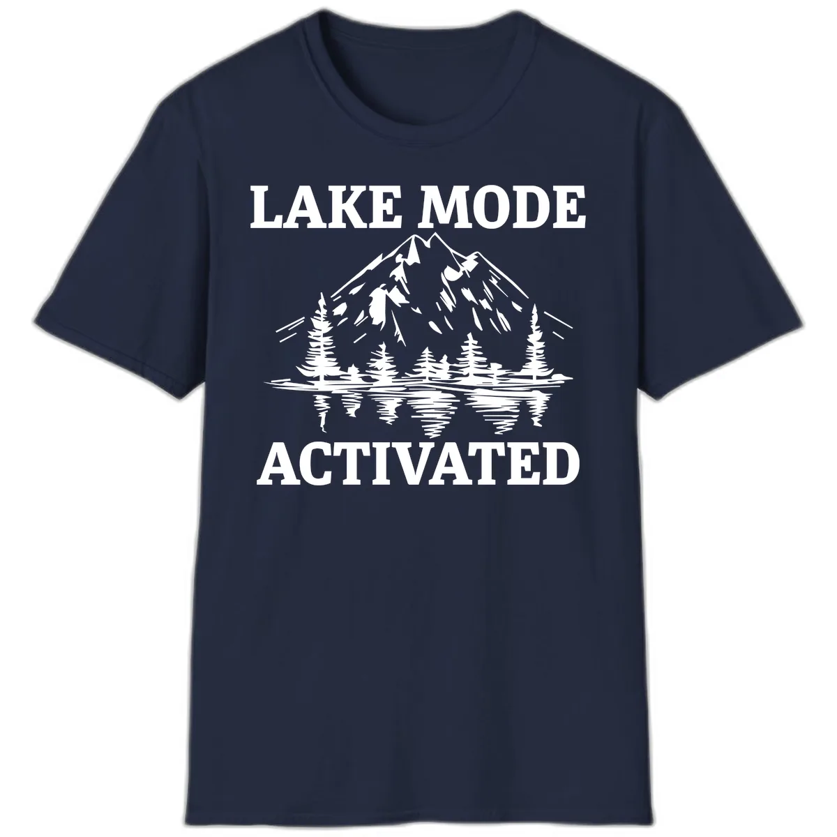 Lake Mode Activated Mountain Landscape T-Shirt in Navy