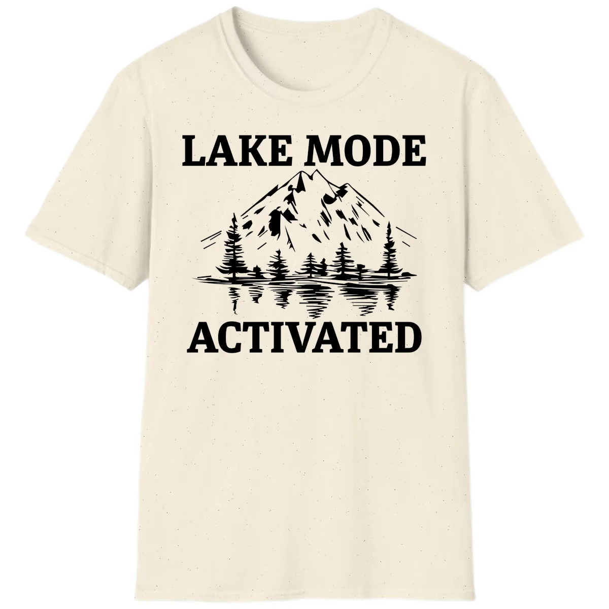 Lake Mode Activated Mountain Landscape T-Shirt in Natural