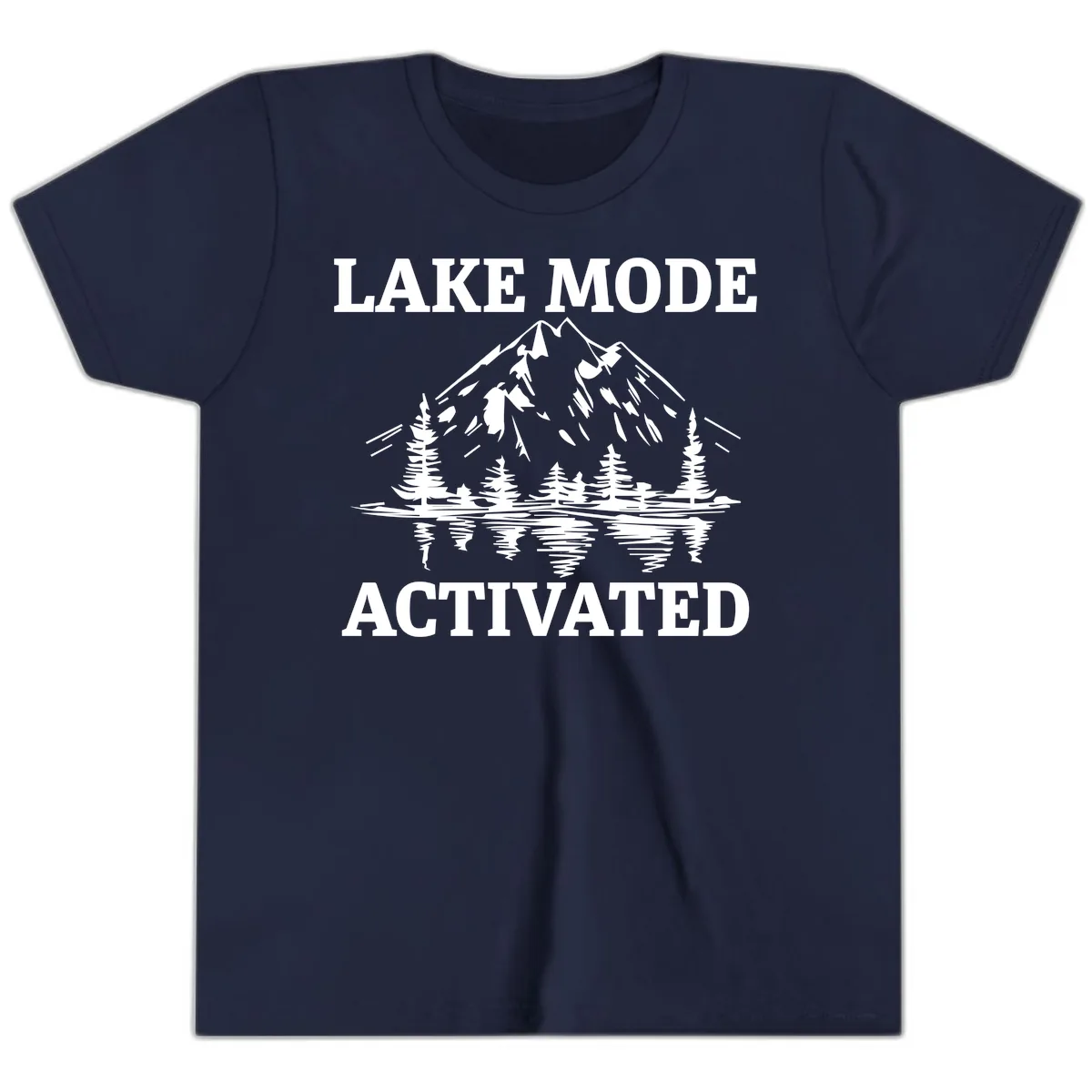 Lake Mode Activated Mountain Landscape Youth T-Shirt in Navy