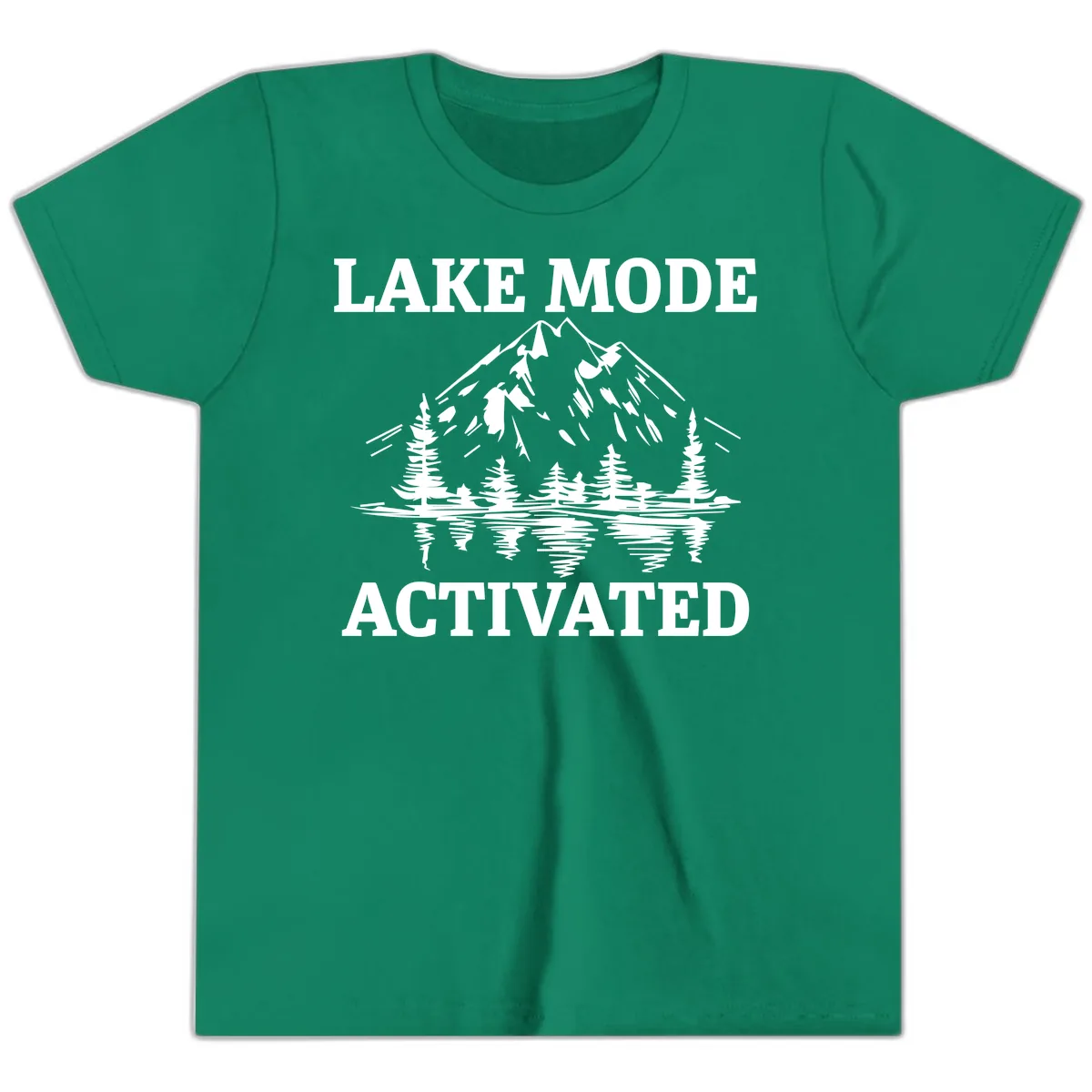 Lake Mode Activated Mountain Landscape Youth T-Shirt in Kelly