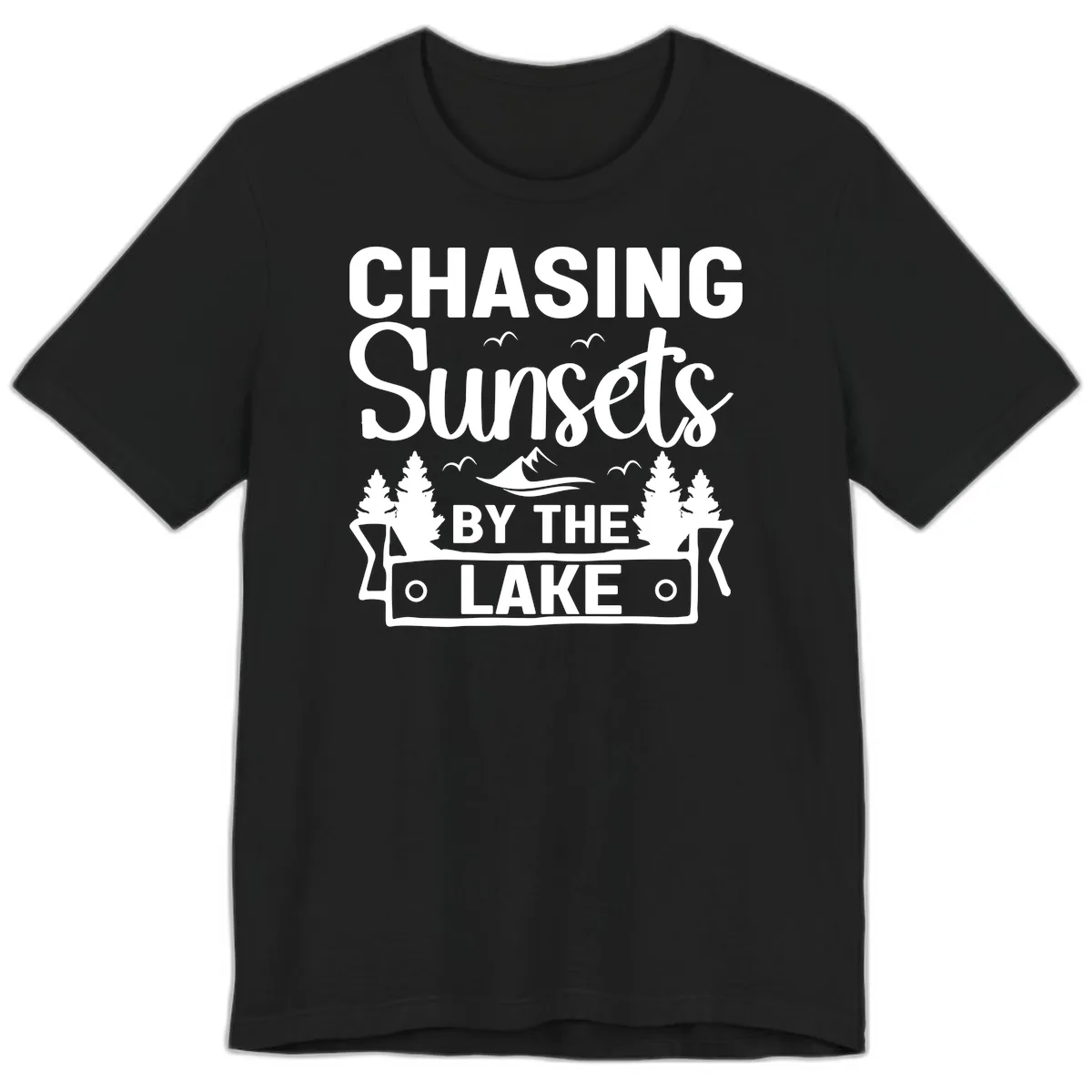Chasing Sunsets By The Lake Design Premium T-Shirt in Black