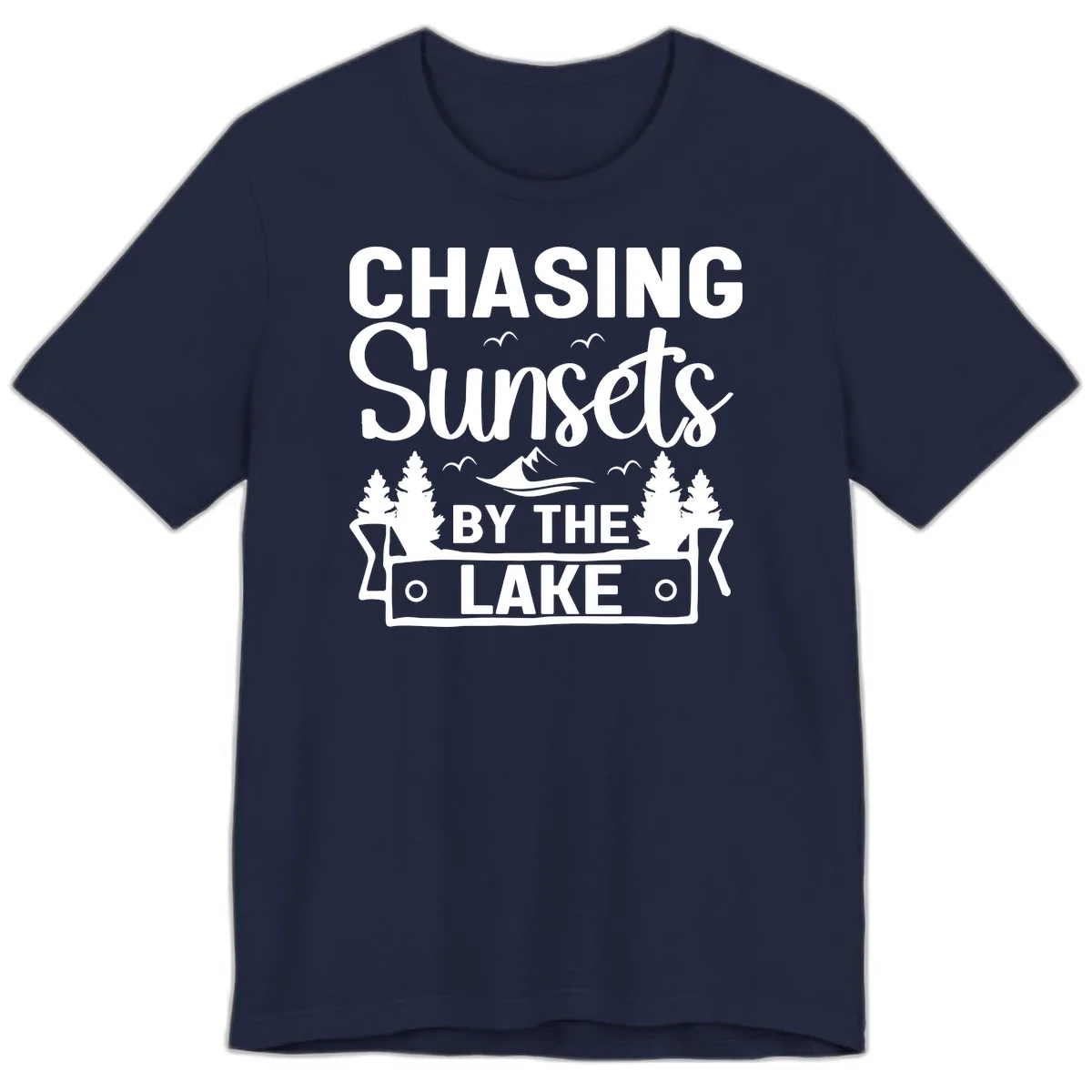 Chasing Sunsets By The Lake Design Premium T-Shirt in Navy