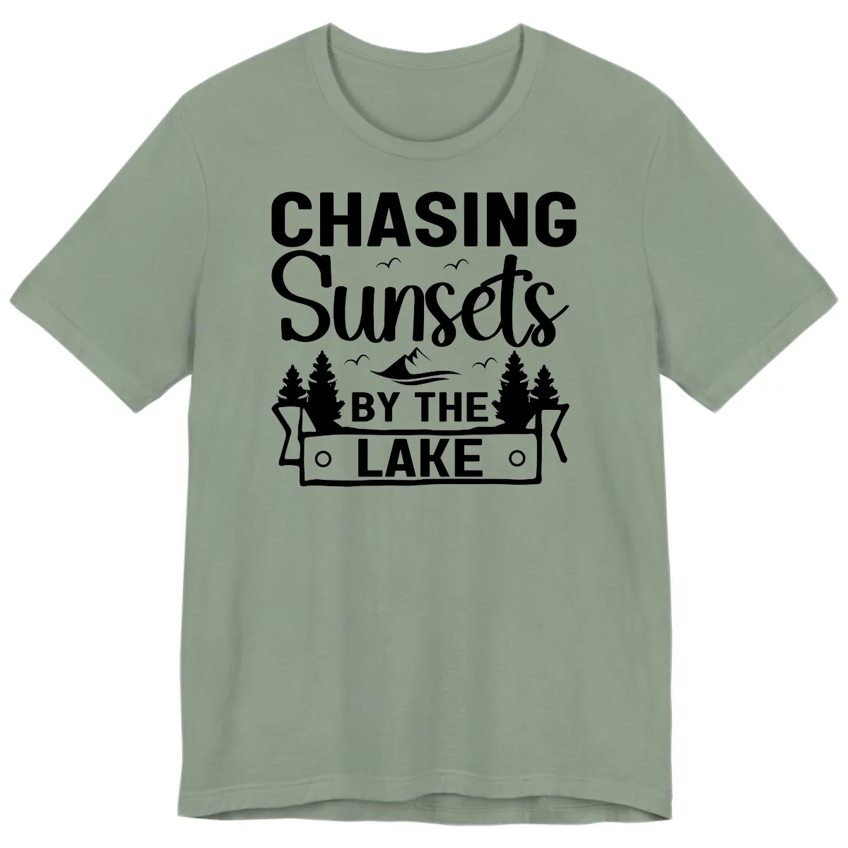 Chasing Sunsets By The Lake Design Premium T-Shirt in Sage
