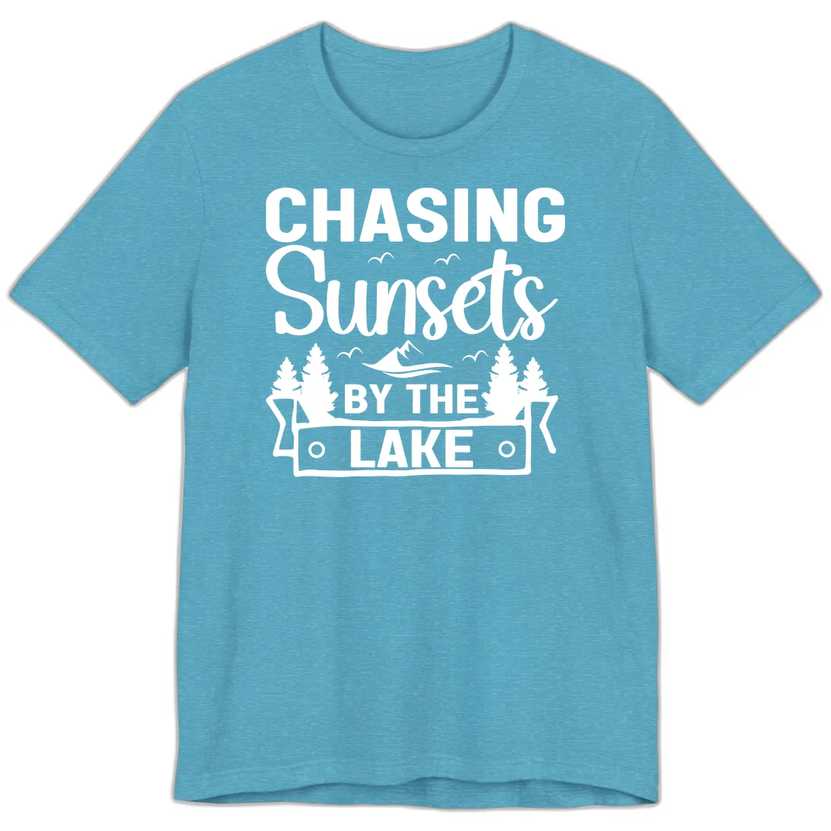Chasing Sunsets By The Lake Design Premium T-Shirt in Heather Aqua