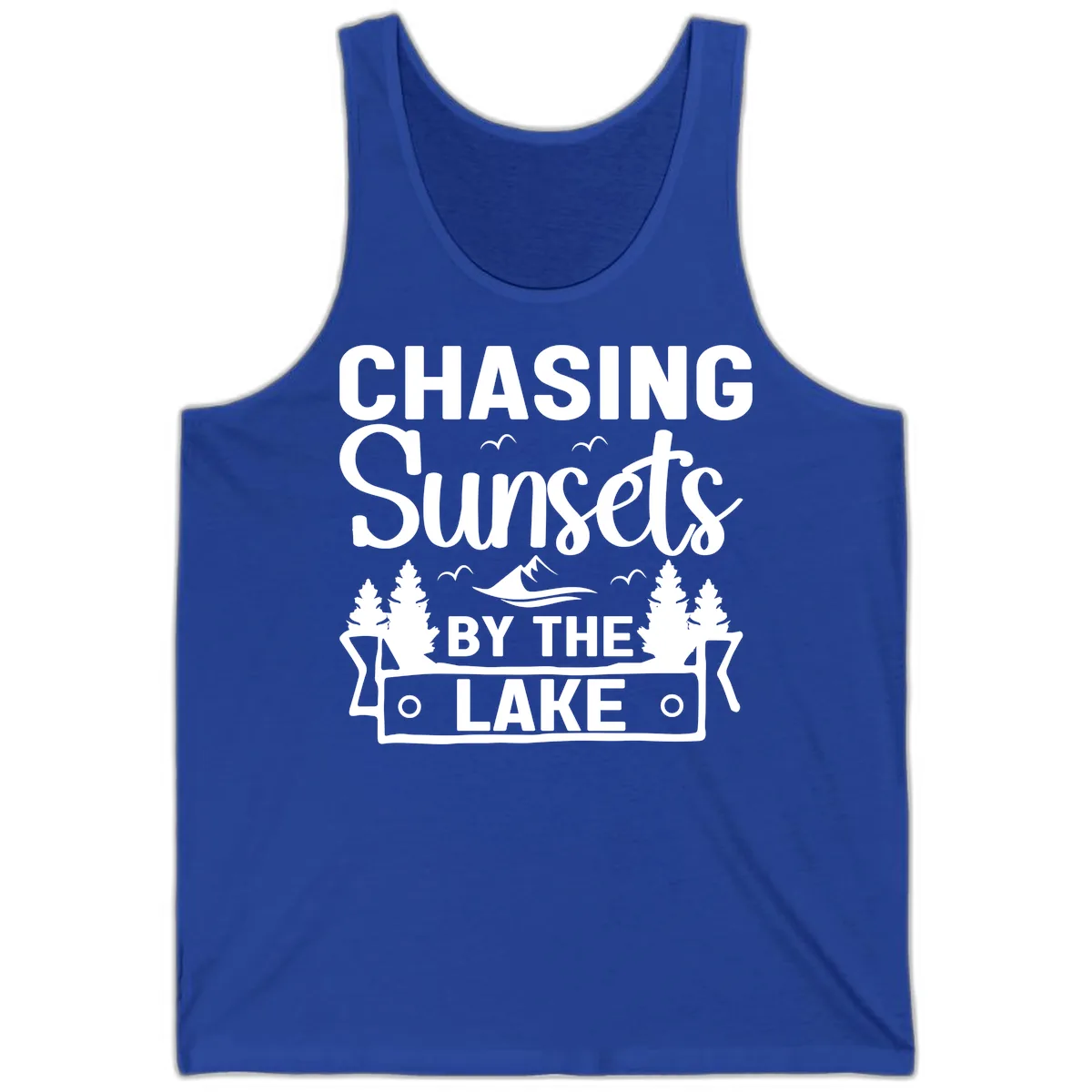 Chasing Sunsets By The Lake Design Tank in True Royal