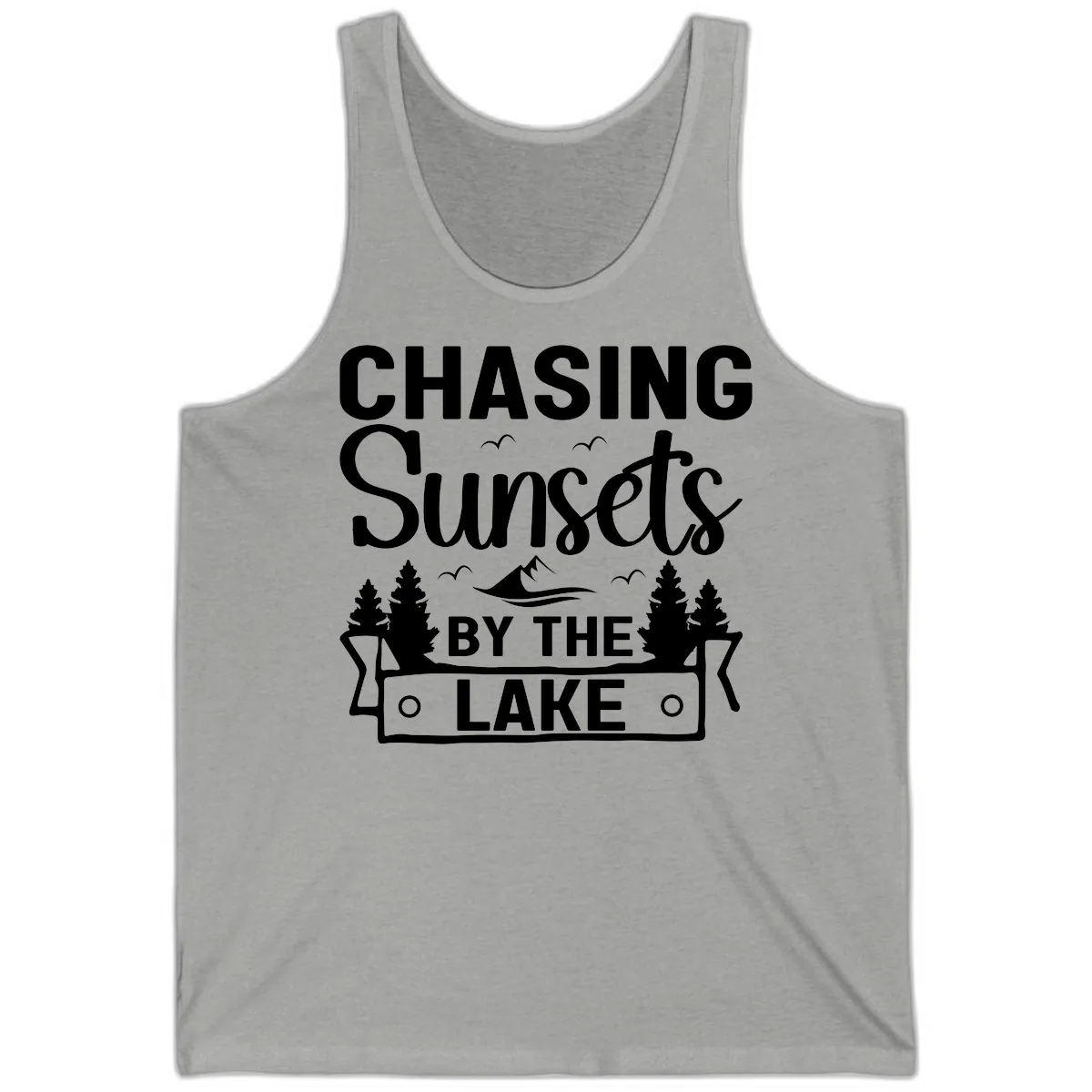 Chasing Sunsets By The Lake Design Tank in Athletic Heather