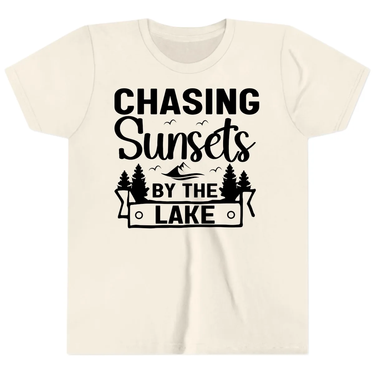 Chasing Sunsets By The Lake Design Youth T-Shirt in Natural