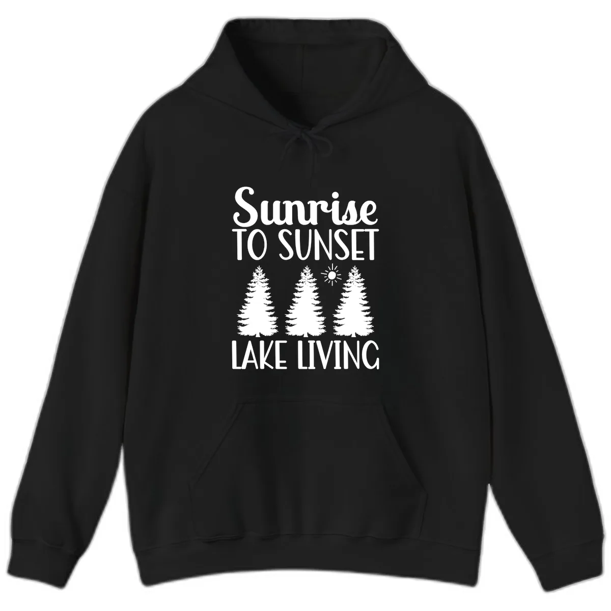 Sunrise To Sunset Lake Living Hoodie in Black