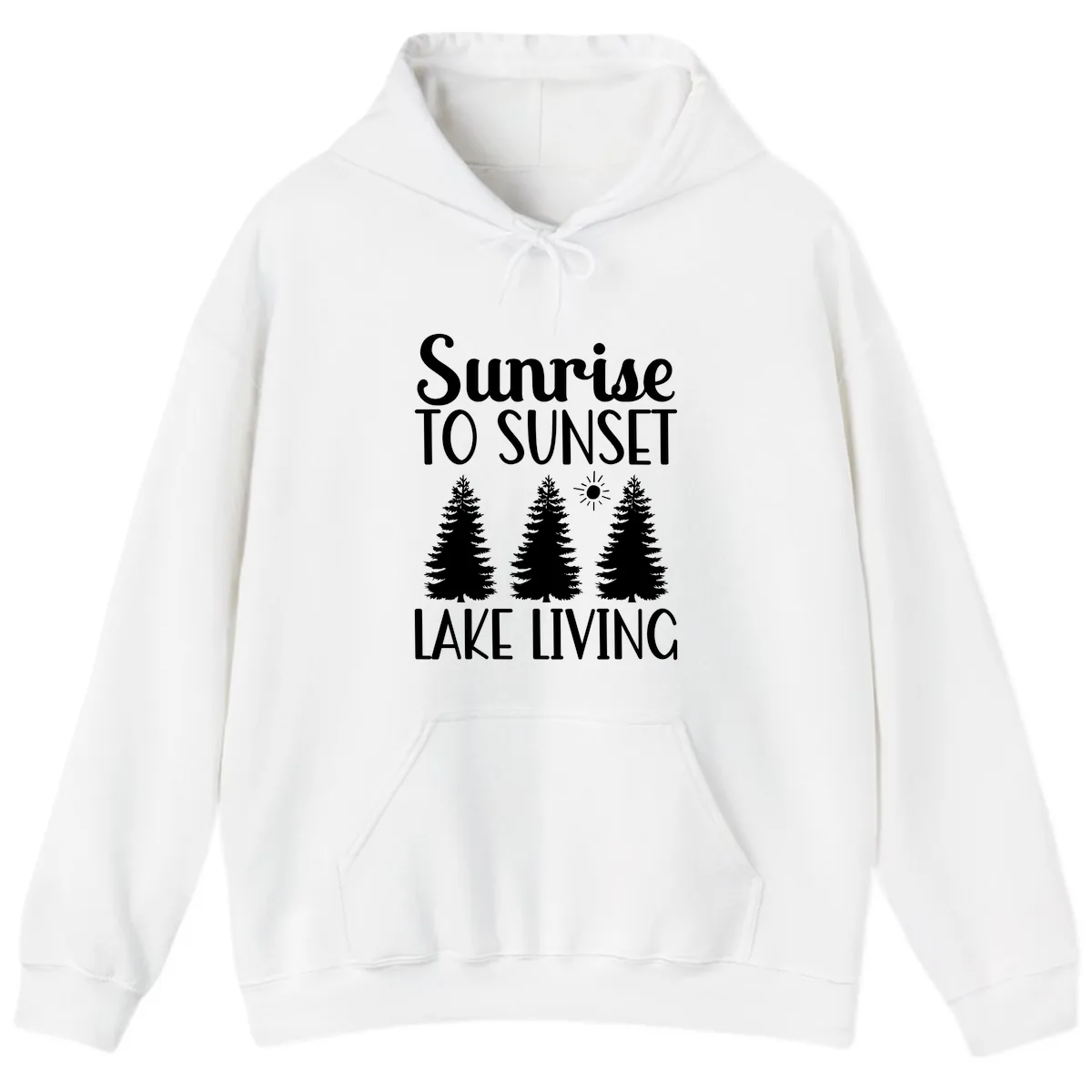 Sunrise To Sunset Lake Living Hoodie in White