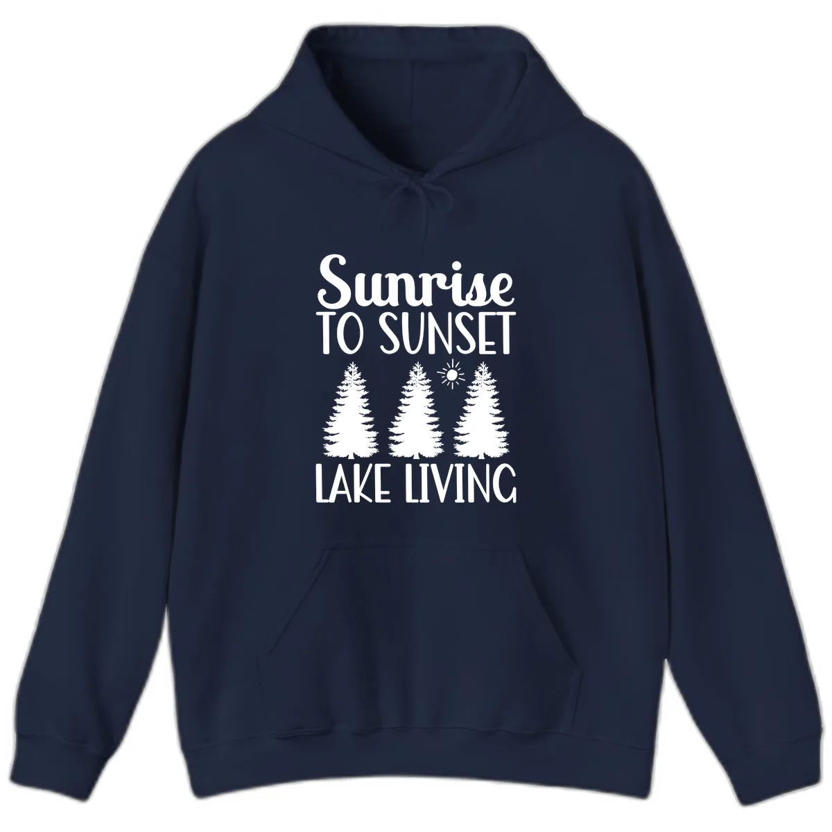 Sunrise To Sunset Lake Living Hoodie in Navy