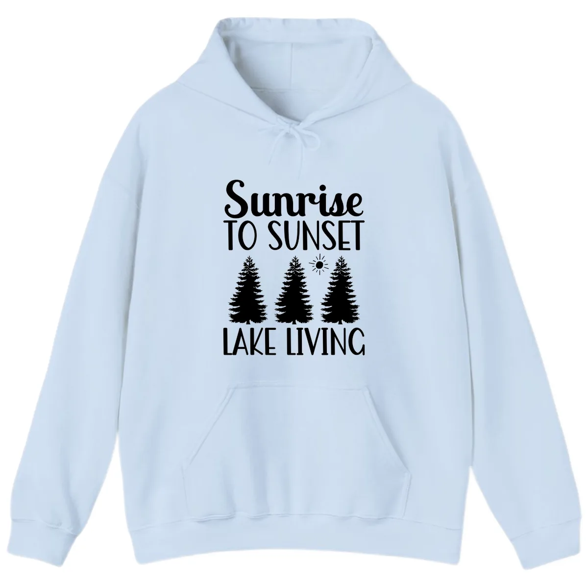 Sunrise To Sunset Lake Living Hoodie in Light Blue