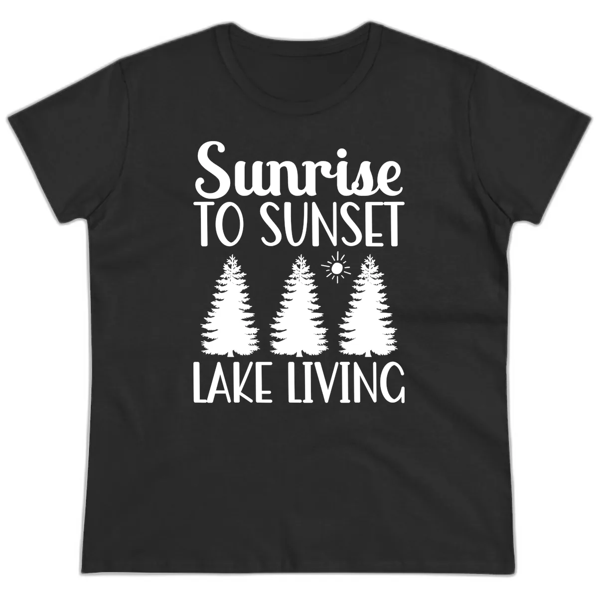Sunrise To Sunset Lake Living Ladies Tee in Black