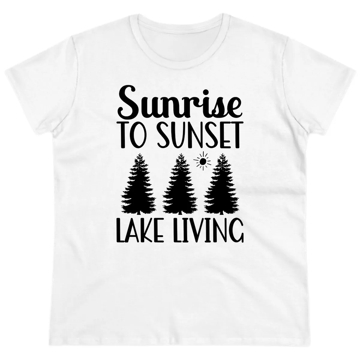 Sunrise To Sunset Lake Living Ladies Tee in White
