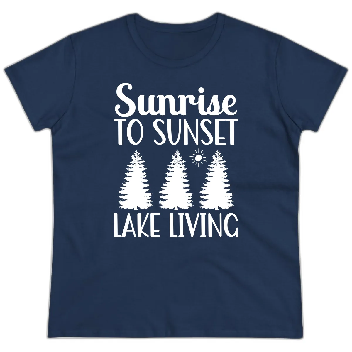 Sunrise To Sunset Lake Living Ladies Tee in Navy