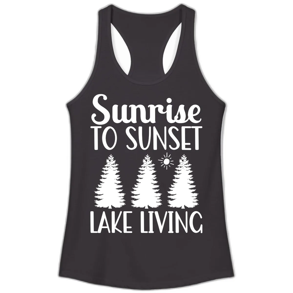 Sunrise To Sunset Lake Living Ladies Tank in Black