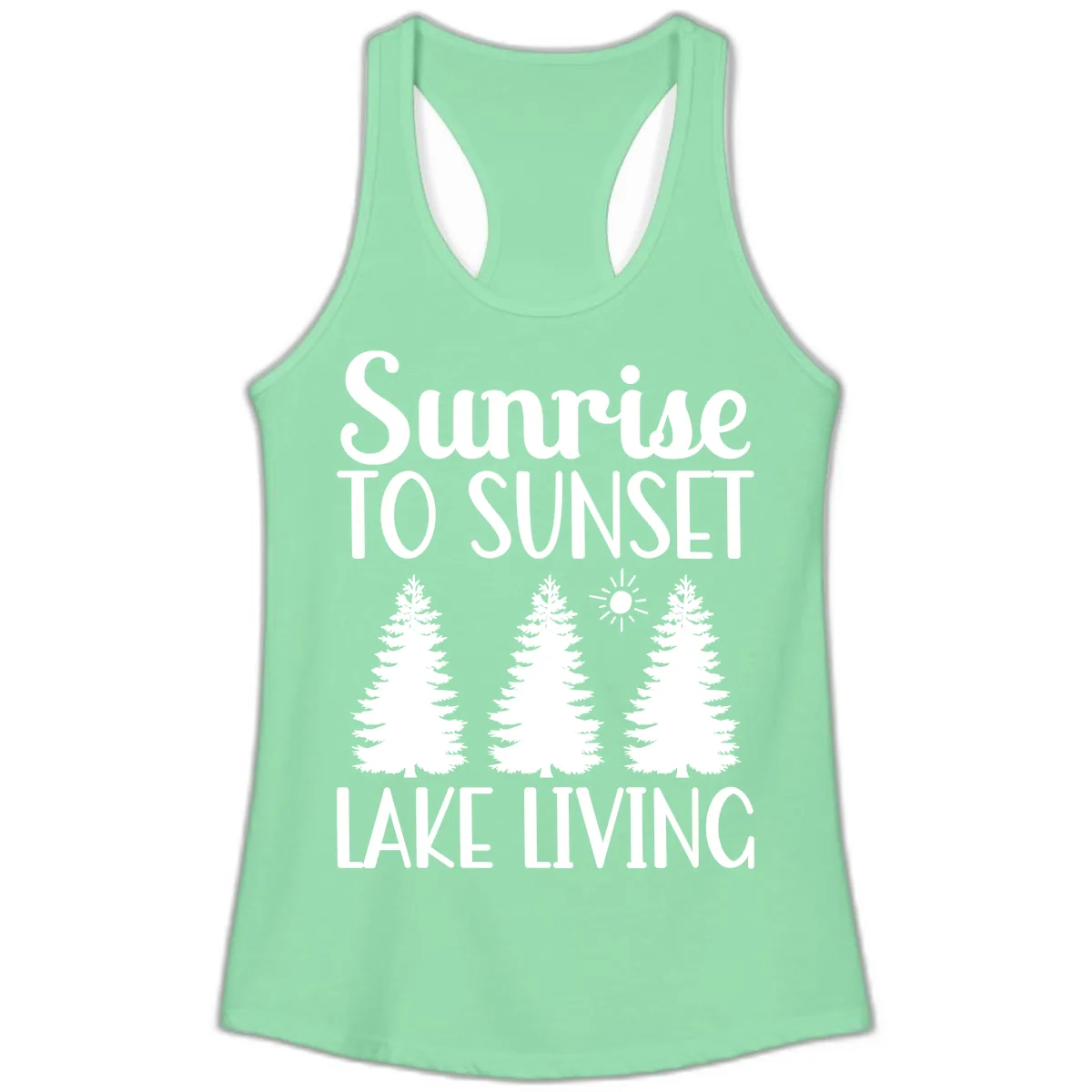 Sunrise To Sunset Lake Living Ladies Tank in Solid Mint