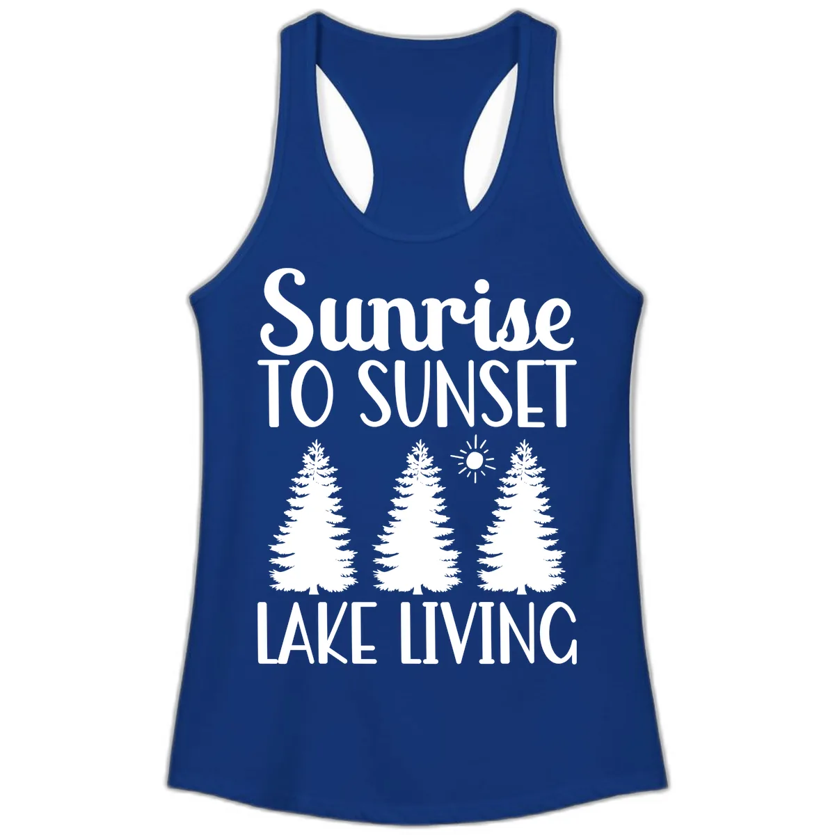 Sunrise To Sunset Lake Living Ladies Tank in Solid Royal
