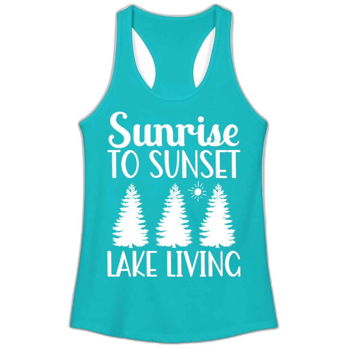 Sunrise To Sunset Lake Living Ladies Tank in Tahiti Blue