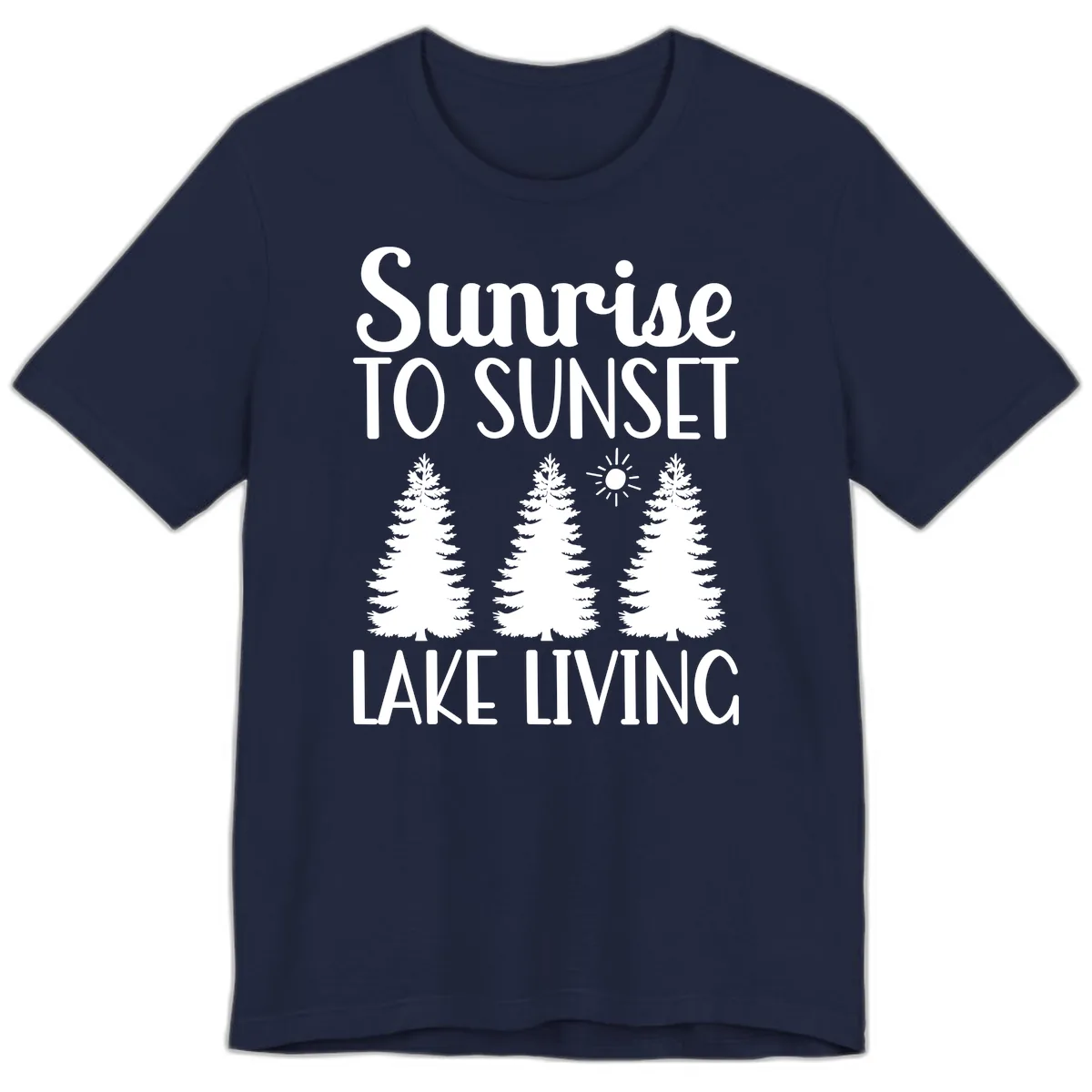 Sunrise To Sunset Lake Living Premium T-Shirt in Navy