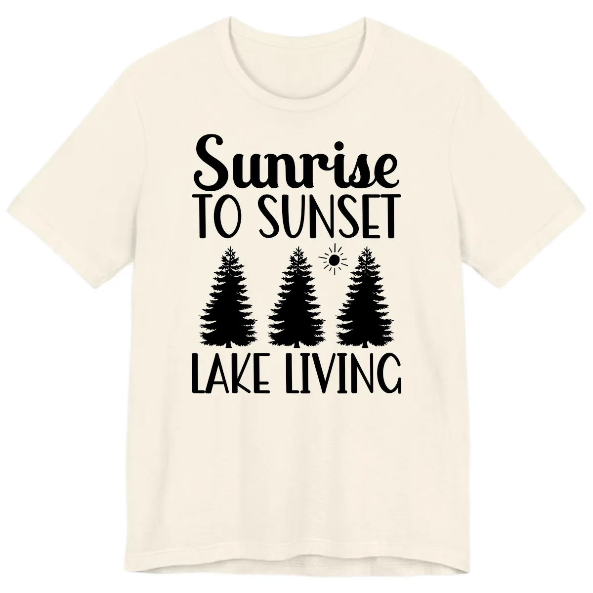 Sunrise To Sunset Lake Living Premium T-Shirt in Natural