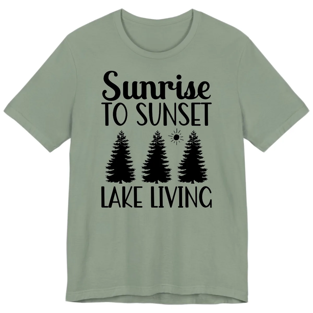 Sunrise To Sunset Lake Living Premium T-Shirt in Sage