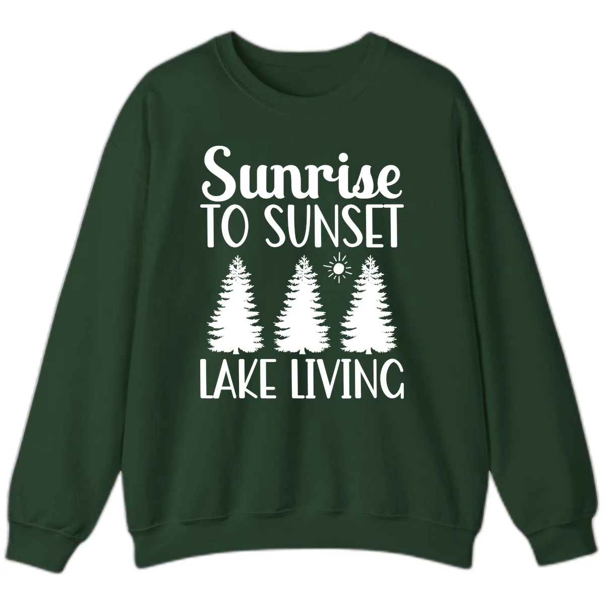 Sunrise To Sunset Lake Living Sweatshirt in Forest Green