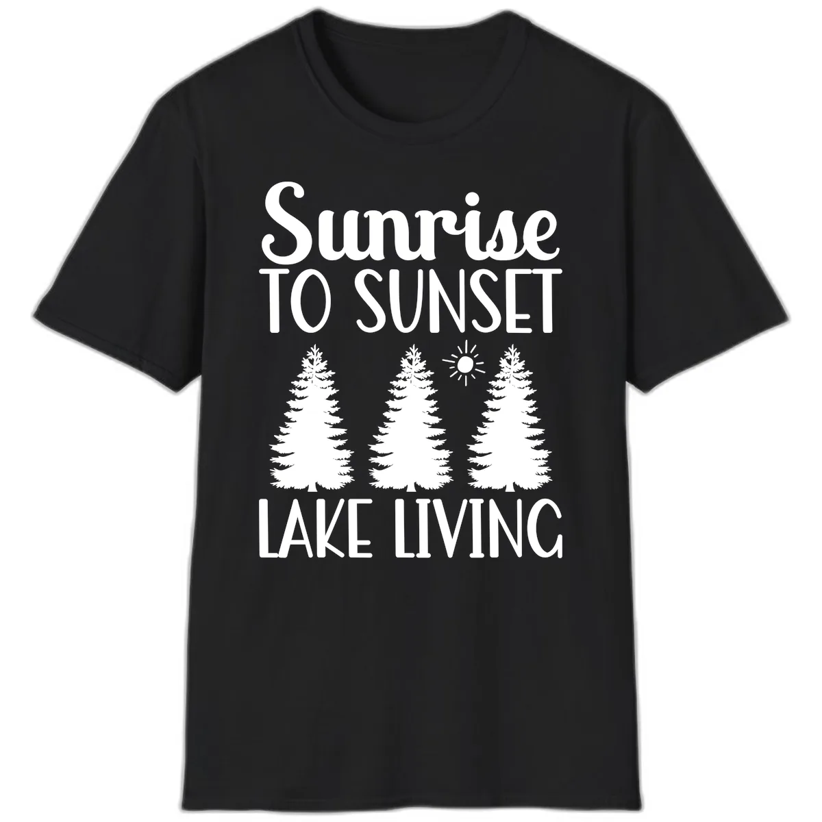 Sunrise To Sunset Lake Living T-Shirt in Black