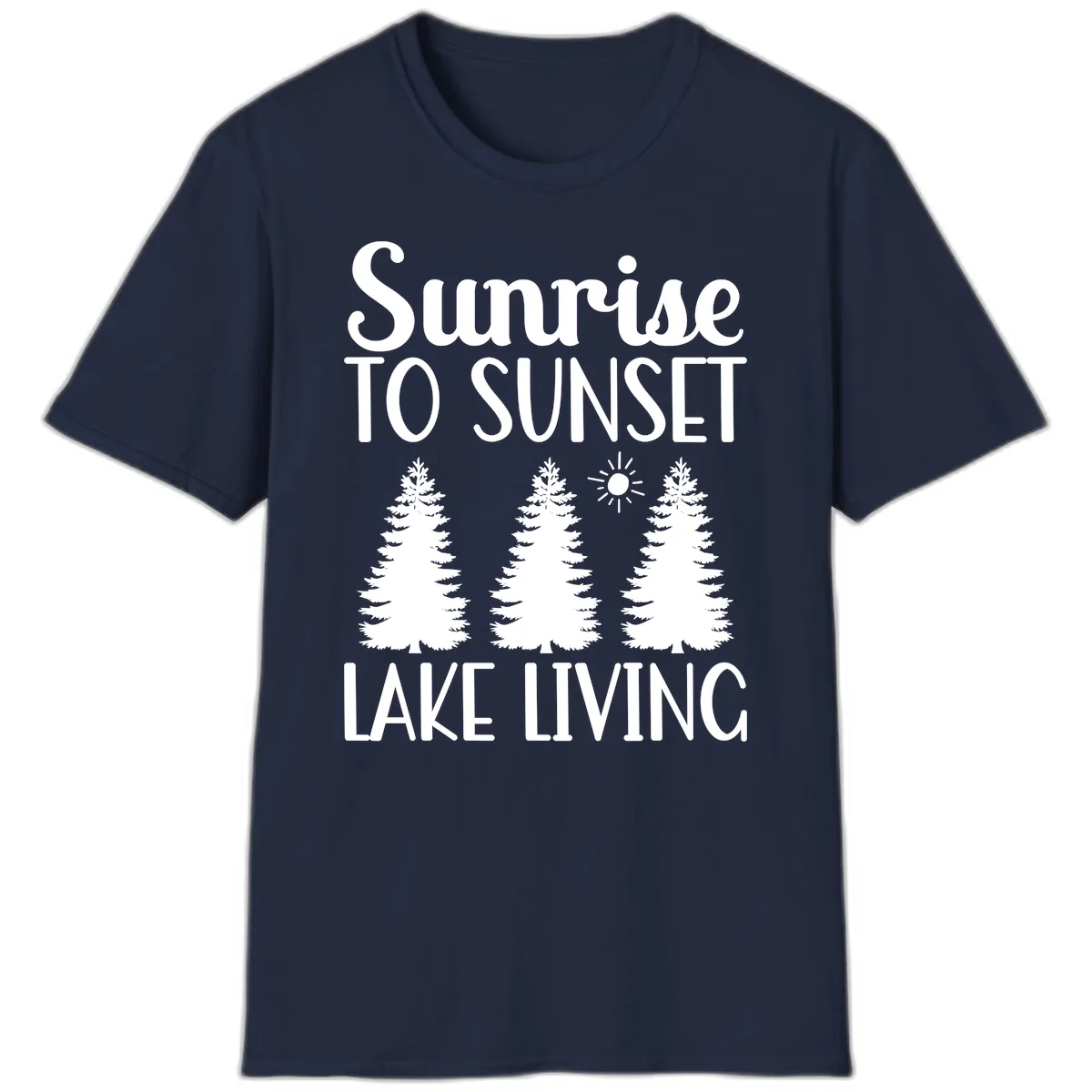 Sunrise To Sunset Lake Living T-Shirt in Navy