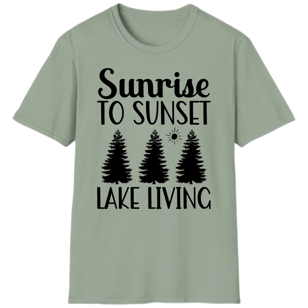 Sunrise To Sunset Lake Living T-Shirt in Sage